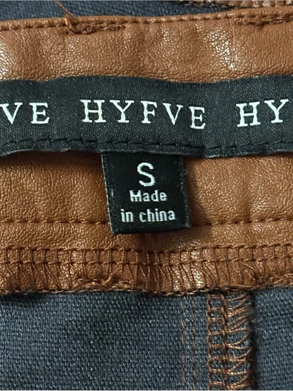 HYFVE Brown Faux Leather Waistband Detail